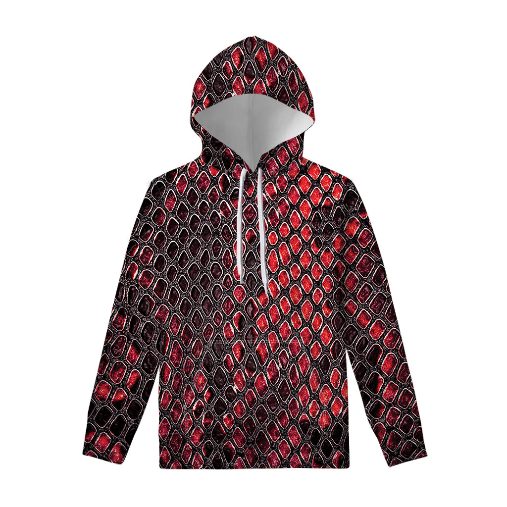 Red And Black Snakeskin Print Pullover Hoodie