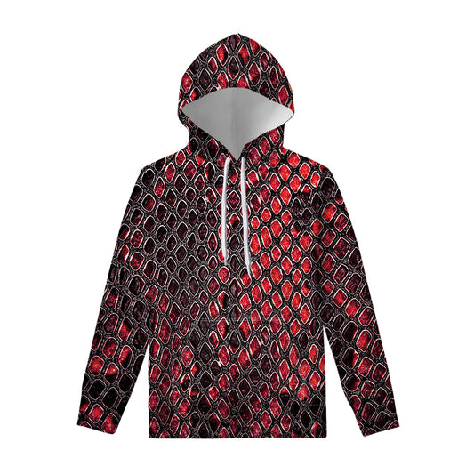 Red And Black Snakeskin Print Pullover Hoodie