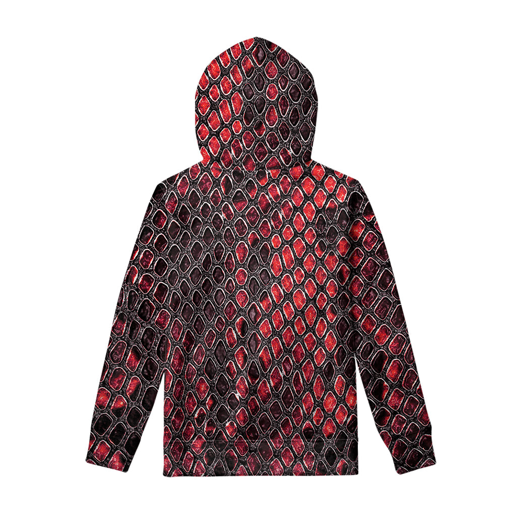Red And Black Snakeskin Print Pullover Hoodie