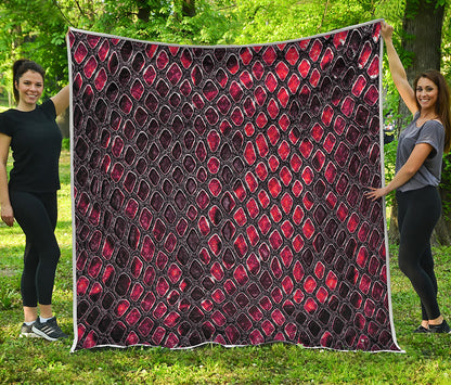 Red And Black Snakeskin Print Quilt
