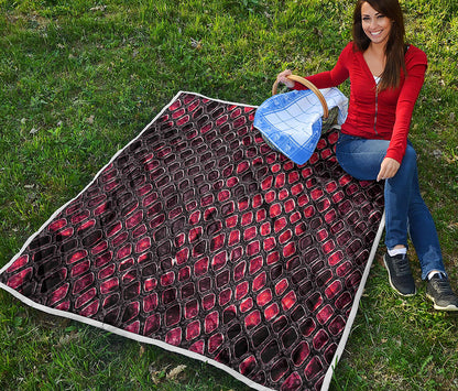 Red And Black Snakeskin Print Quilt