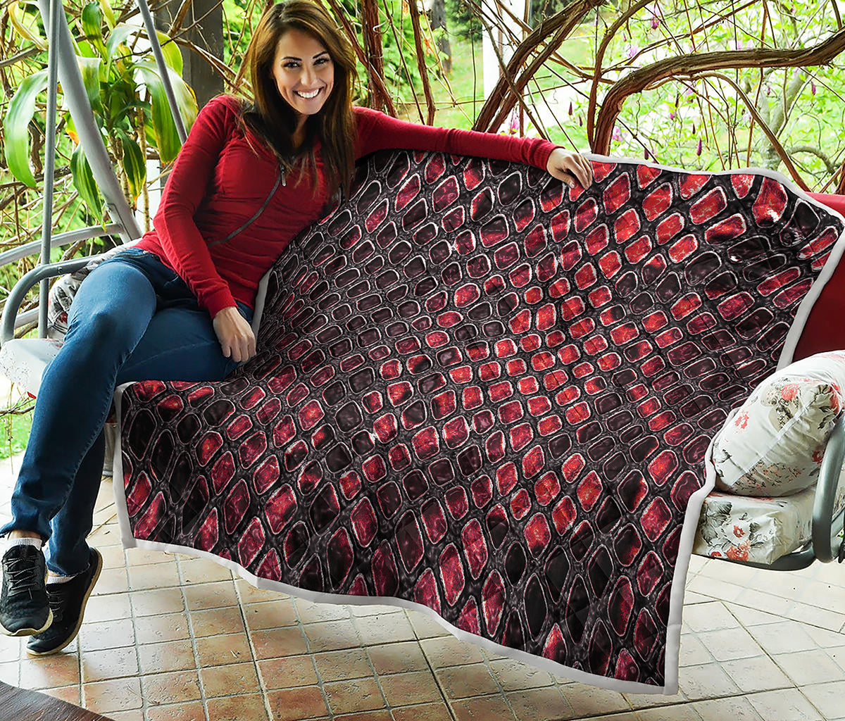 Red And Black Snakeskin Print Quilt