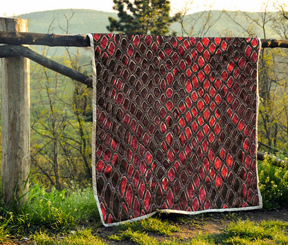 Red And Black Snakeskin Print Quilt