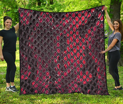 Red And Black Snakeskin Print Quilt
