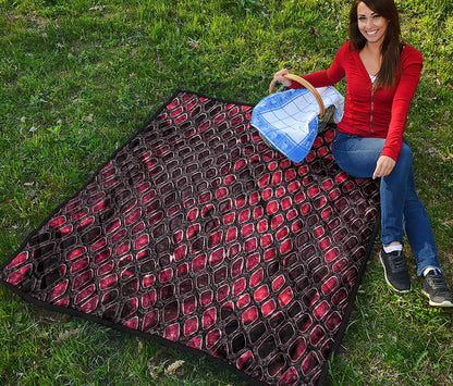 Red And Black Snakeskin Print Quilt