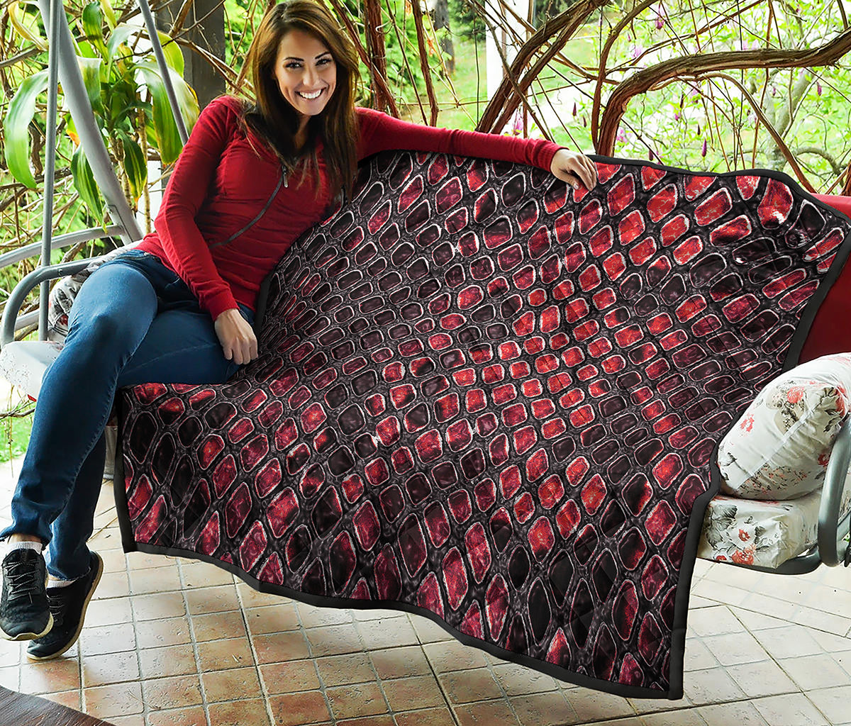 Red And Black Snakeskin Print Quilt