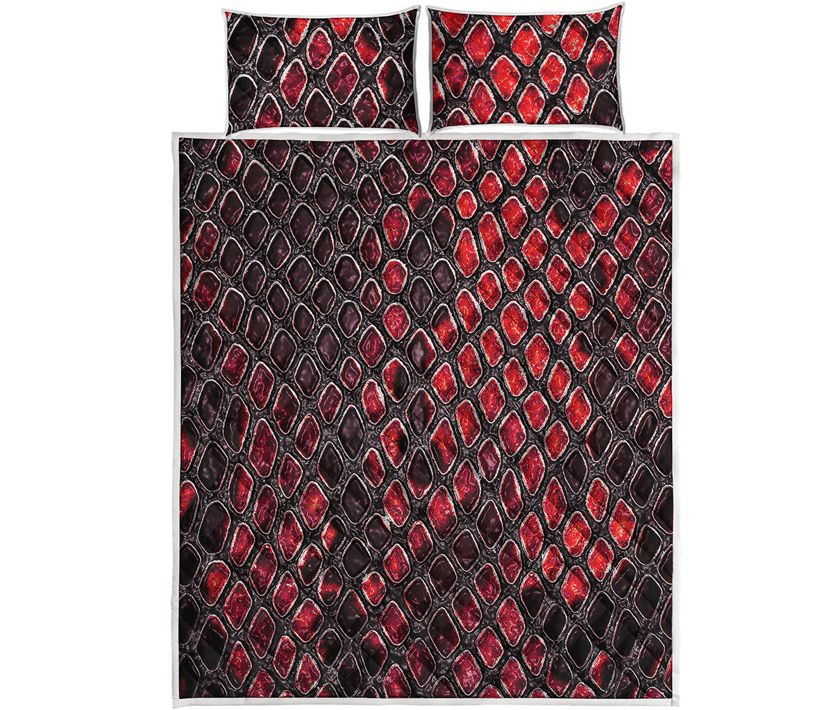 Red And Black Snakeskin Print Quilt Bed Set