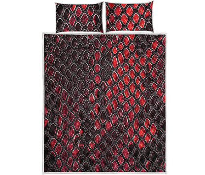 Red And Black Snakeskin Print Quilt Bed Set