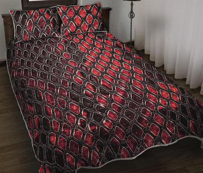 Red And Black Snakeskin Print Quilt Bed Set