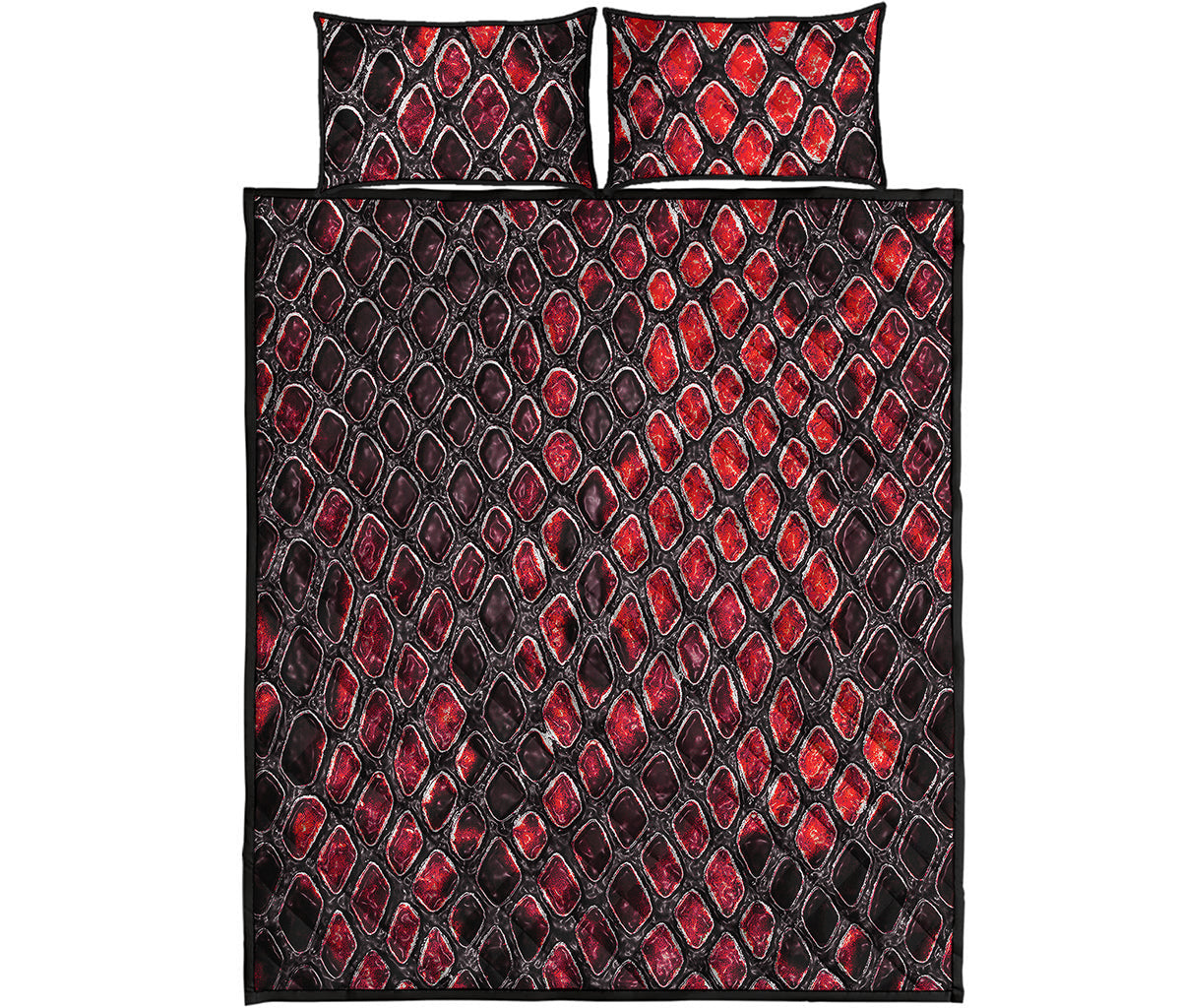 Red And Black Snakeskin Print Quilt Bed Set