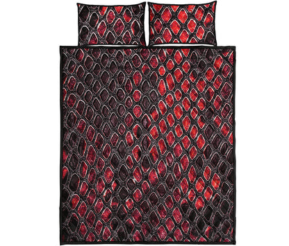 Red And Black Snakeskin Print Quilt Bed Set