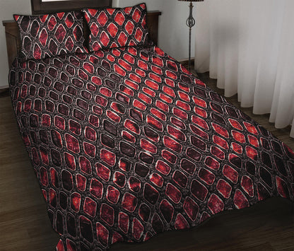 Red And Black Snakeskin Print Quilt Bed Set