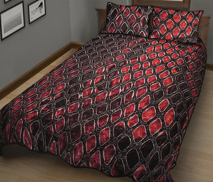 Red And Black Snakeskin Print Quilt Bed Set