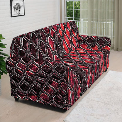 Red And Black Snakeskin Print Sofa Cover