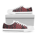 Red And Black Snakeskin Print White Low Top Sneakers