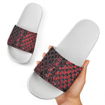 Red And Black Snakeskin Print White Slide Sandals