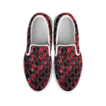 Red And Black Snakeskin Print White Slip On Shoes
