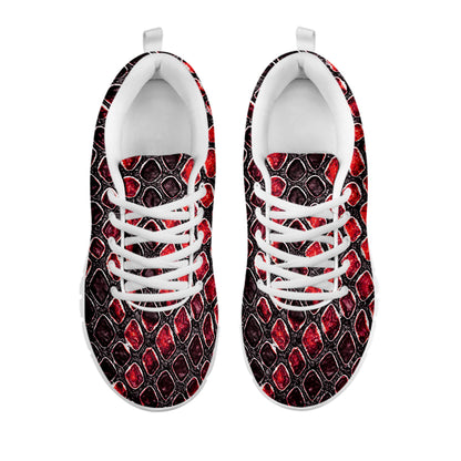 Red And Black Snakeskin Print White Sneakers