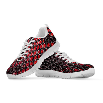 Red And Black Snakeskin Print White Sneakers