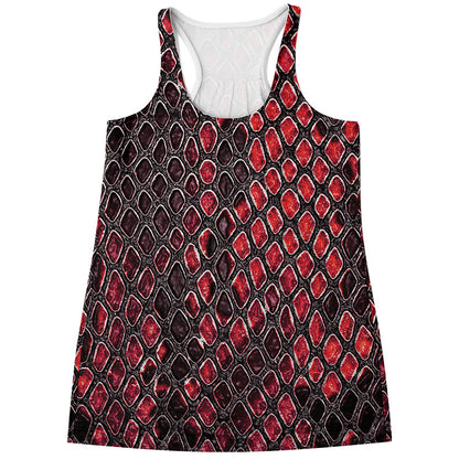 Red And Black Snakeskin Print Women's Racerback Tank Top