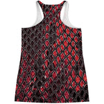 Red And Black Snakeskin Print Women's Racerback Tank Top
