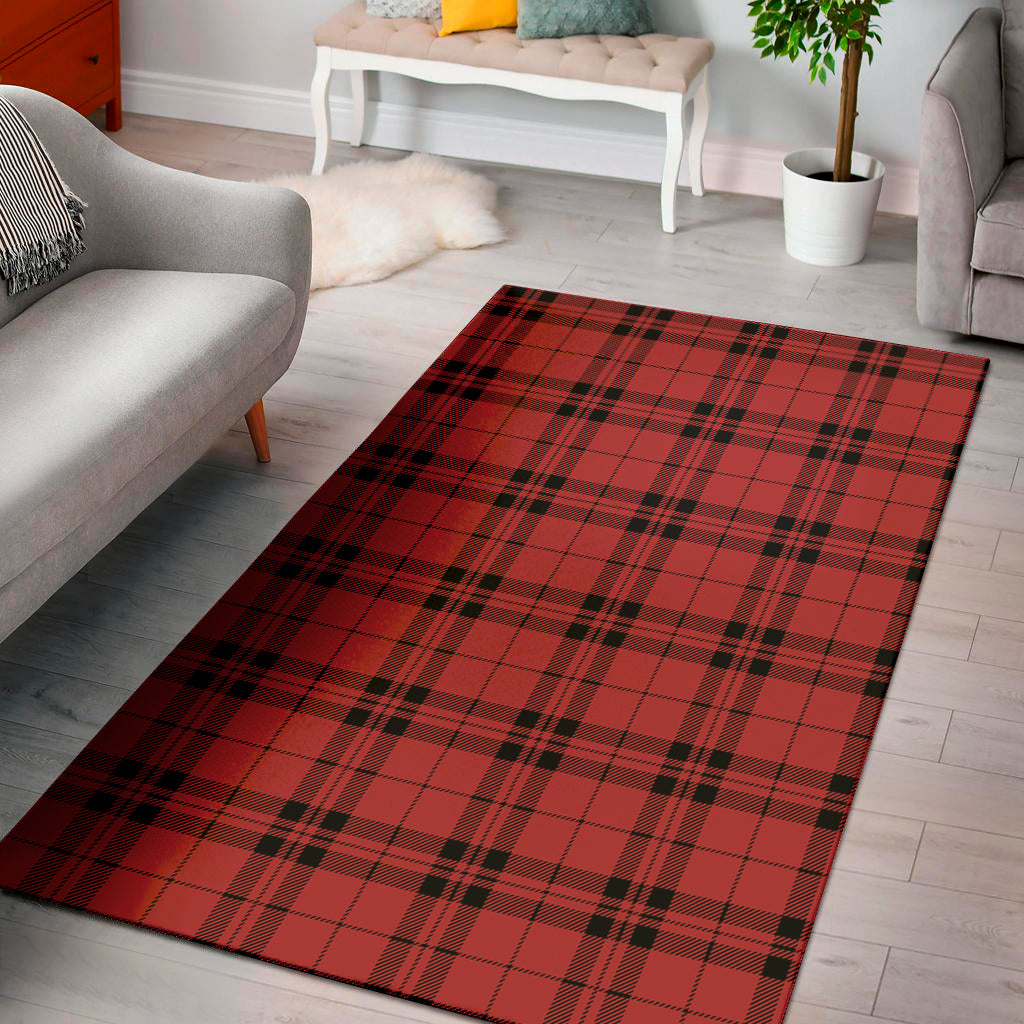 Red And Black Tartan Pattern Print Area Rug