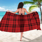 Red And Black Tartan Pattern Print Beach Sarong Wrap