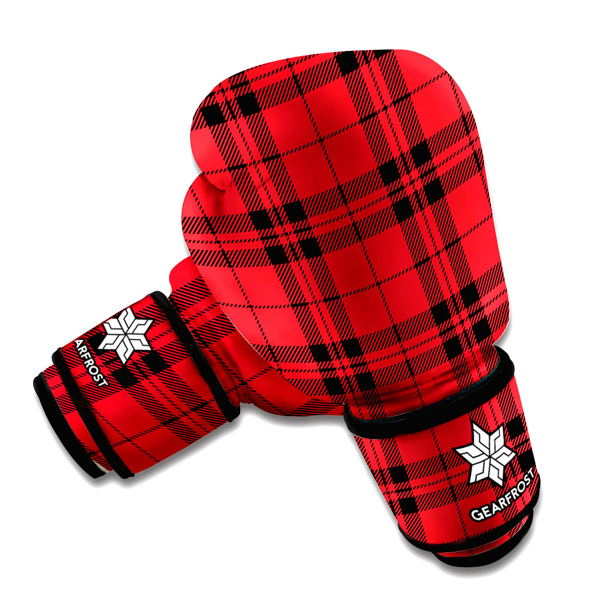 Red And Black Tartan Pattern Print Boxing Gloves