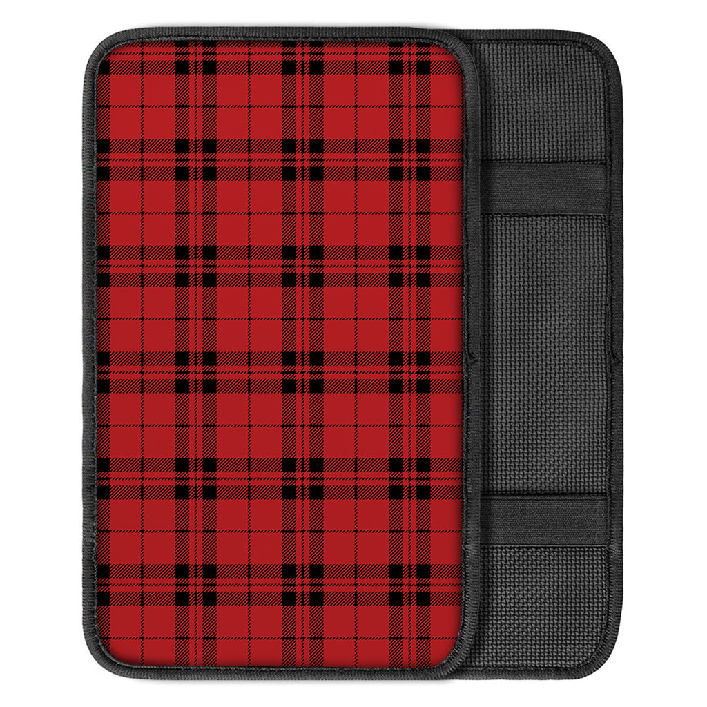 Red And Black Tartan Pattern Print Car Center Console Cover