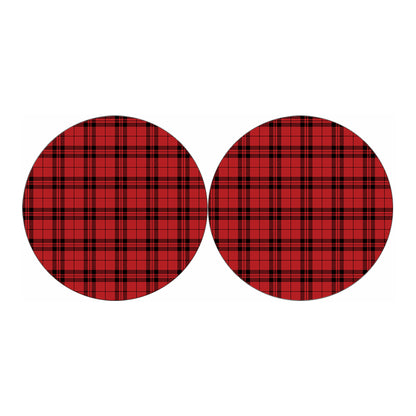Red And Black Tartan Pattern Print Car Coasters
