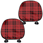 Red And Black Tartan Pattern Print Car Headrest Covers