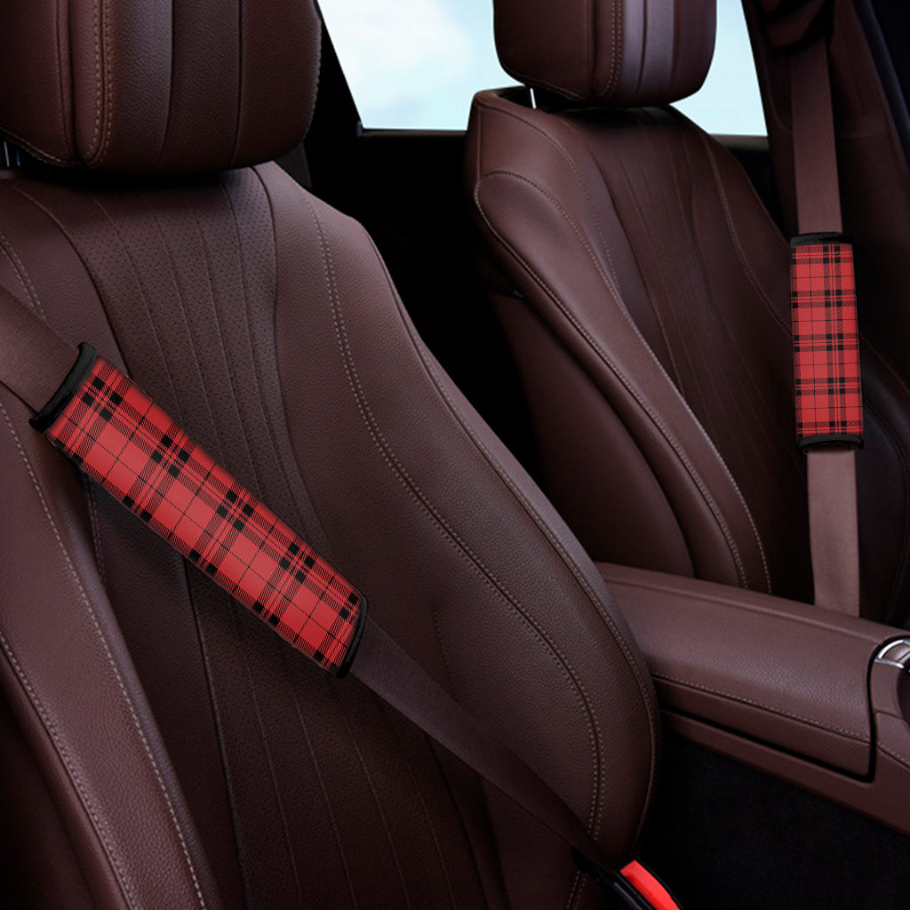 Red And Black Tartan Pattern Print Car Seat Belt Covers