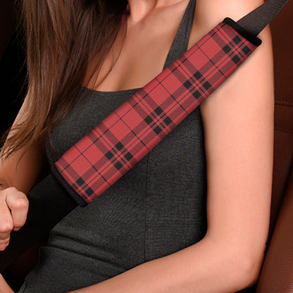 Red And Black Tartan Pattern Print Car Seat Belt Covers