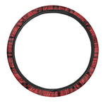 Red And Black Tartan Pattern Print Car Steering Wheel Cover