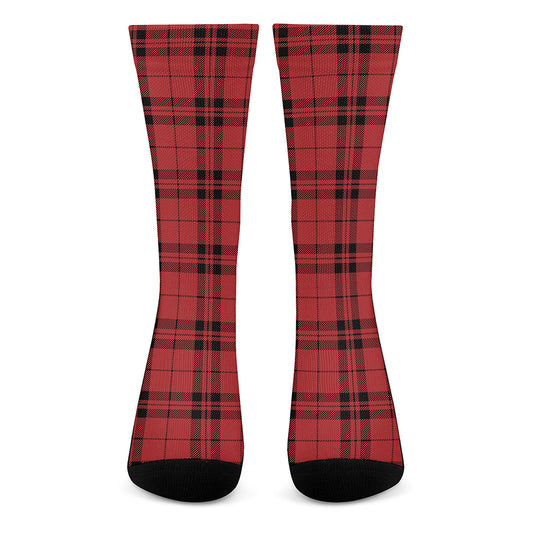 Red And Black Tartan Pattern Print Crew Socks