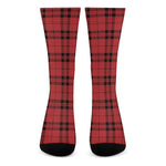 Red And Black Tartan Pattern Print Crew Socks
