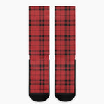 Red And Black Tartan Pattern Print Crew Socks