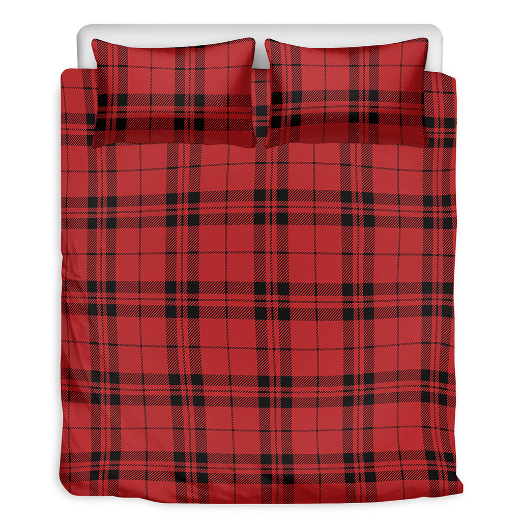 Red And Black Tartan Pattern Print Duvet Cover Bedding Set