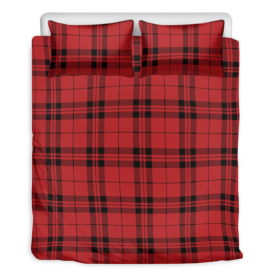 Red And Black Tartan Pattern Print Duvet Cover Bedding Set