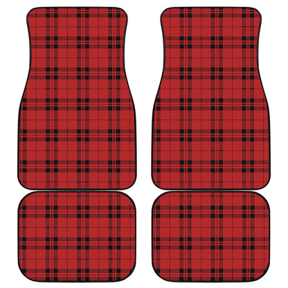 Red And Black Tartan Pattern Print Front and Back Car Floor Mats