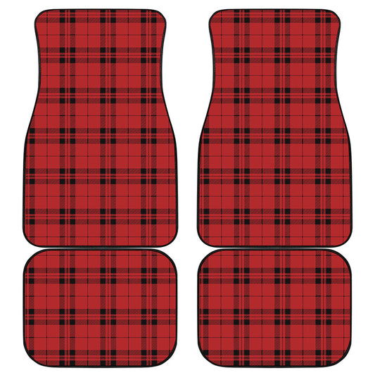 Red And Black Tartan Pattern Print Front and Back Car Floor Mats