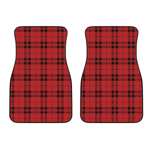 Red And Black Tartan Pattern Print Front Car Floor Mats