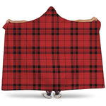 Red And Black Tartan Pattern Print Hooded Blanket