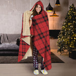 Red And Black Tartan Pattern Print Hooded Blanket