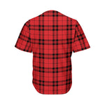 Red And Black Tartan Pattern Print Men's Baseball Jersey
