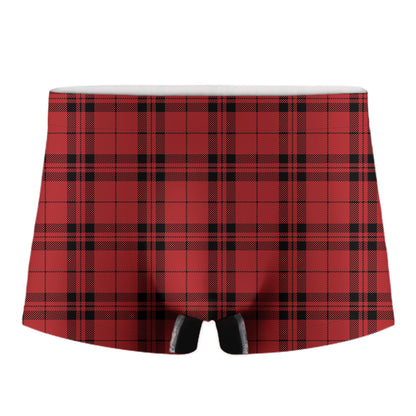 Red And Black Tartan Pattern Print Men's Boxer Briefs