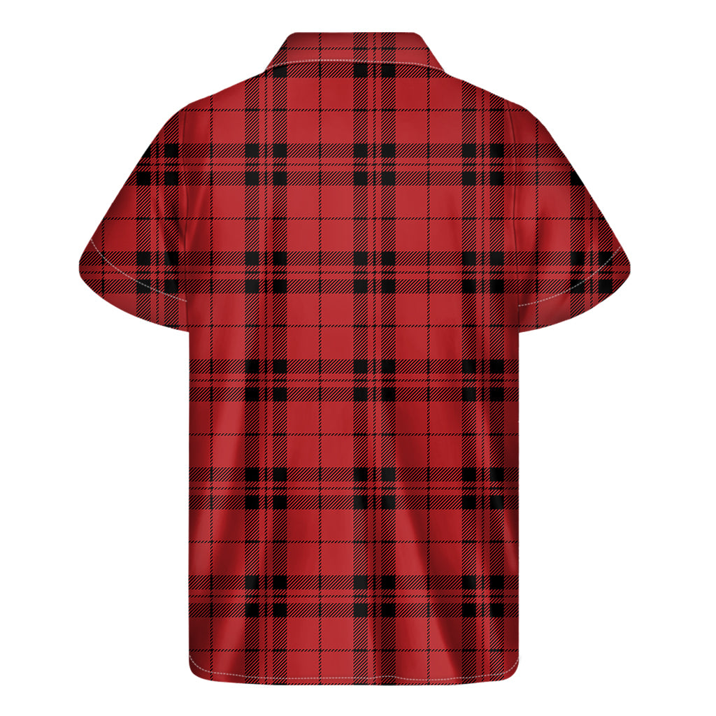 Red And Black Tartan Pattern Print Men's Short Sleeve Shirt