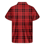Red And Black Tartan Pattern Print Men's Short Sleeve Shirt