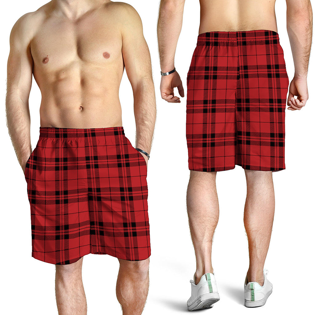 Red And Black Tartan Pattern Print Men's Shorts