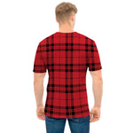 Red And Black Tartan Pattern Print Men's T-Shirt